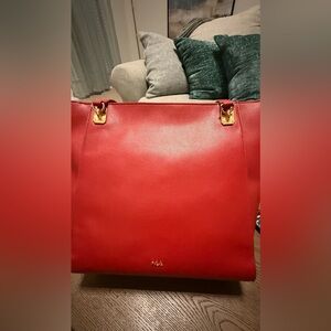 NWOT Ralph Lauren Elegant Red Leather Tote Bag